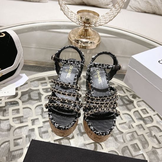 Chanel Rhinestone Chain Decor High Heels Premium Quality