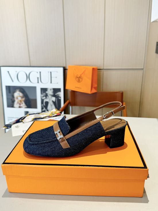 Hermes Square Toe Buckle Mules Comfortable Leather Insole