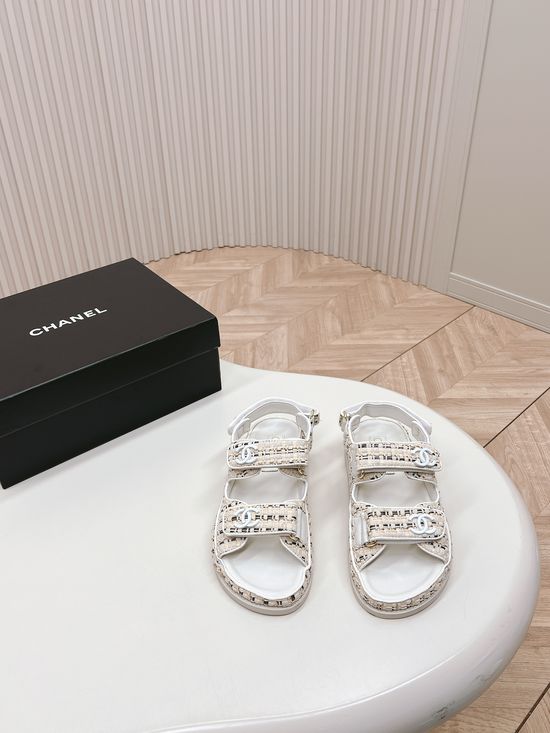Chanel Quilted Platform Beach Sandals Casual Slides
