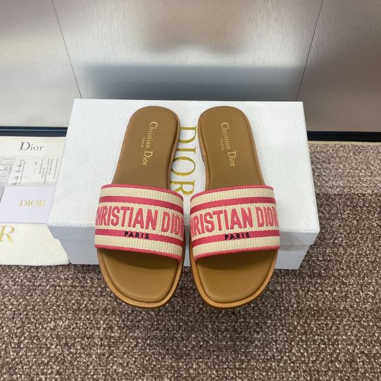Christian Dior Embroidered Flat Sandals with Cylindrical Heel