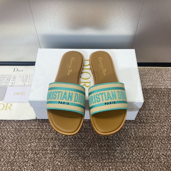 Christian Dior Embroidered Flat Sandals with Cylindrical Heel