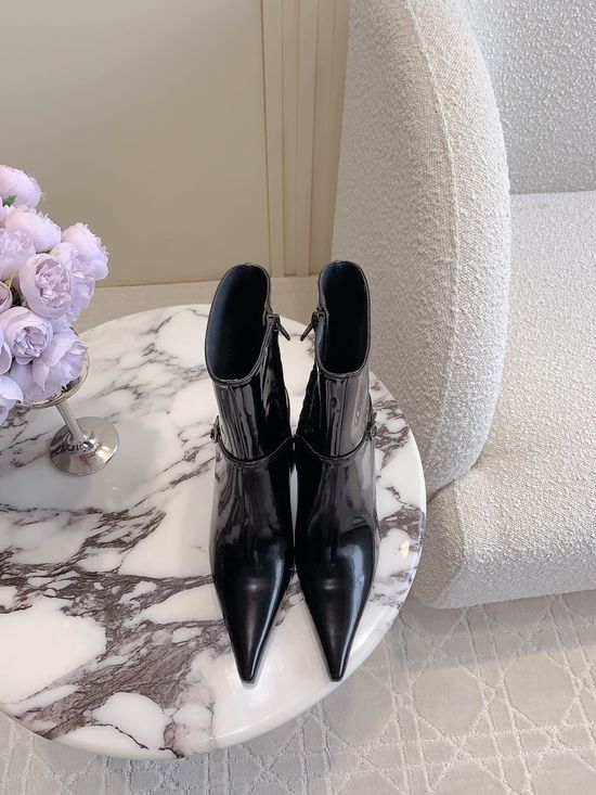 Yves Saint Laurent Elegant High-heeled Ankle Boots with Inside Zipper