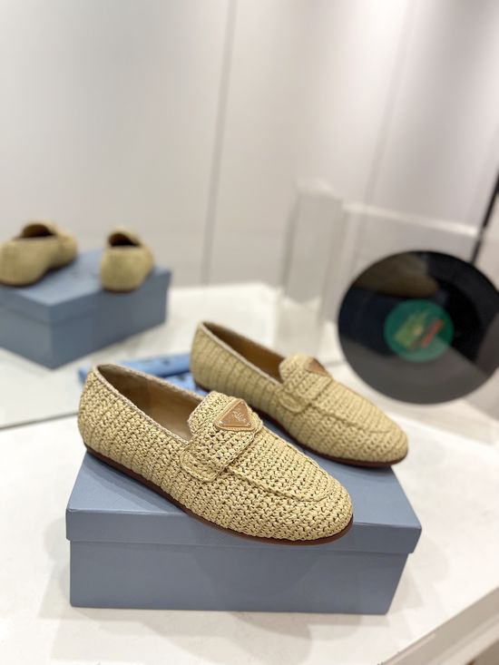 Prada Hand Woven Casual Comfortable Slip On Flat Shoes
