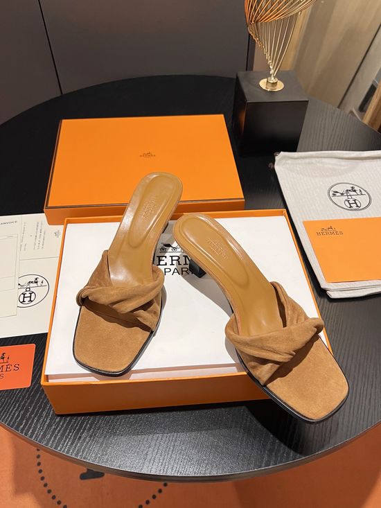 Hermes Elegant Low Heel Slides with Premium Soft Material