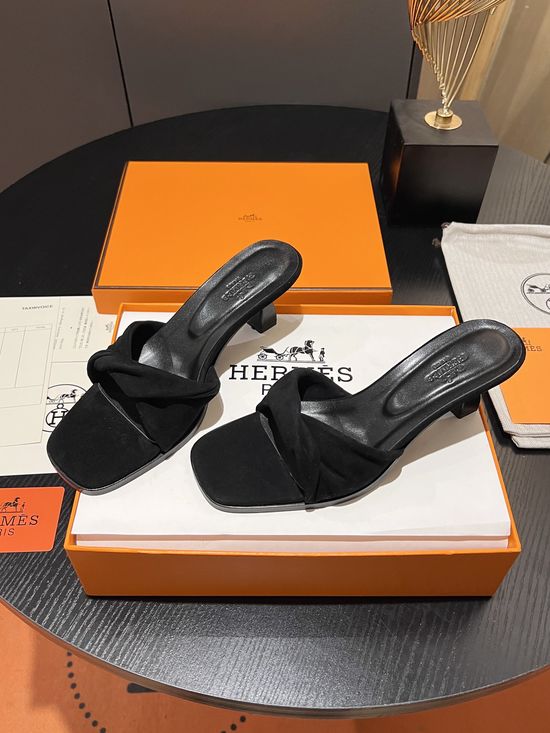 Hermes Elegant Low Heel Slides with Premium Soft Material