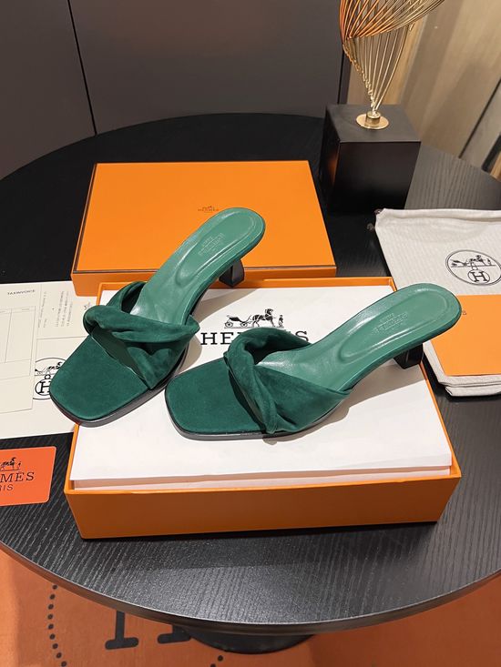 Hermes Elegant Low Heel Slides with Premium Soft Material
