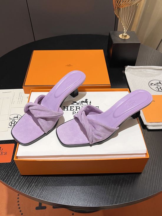 Hermes Elegant Low Heel Slides with Premium Soft Material