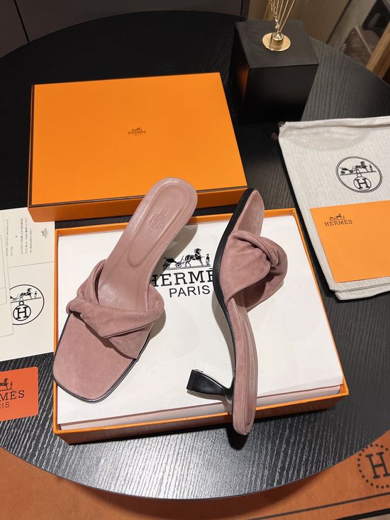 Hermes Elegant Low Heel Slides with Premium Soft Material