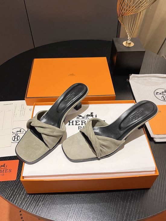 Hermes Elegant Low Heel Slides with Premium Soft Material