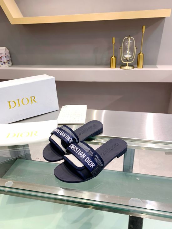 Christian Dior Cotton Fabric Embroidered Slip on Comfort Shoes