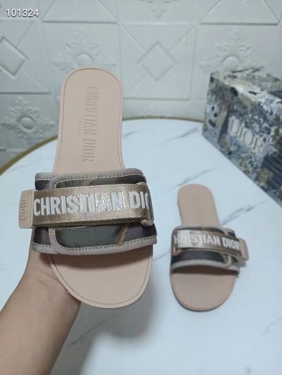 Christian Dior Cotton Fabric Embroidered Slip on Comfort Shoes