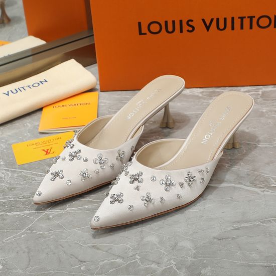 Louis Vuitton Silk Upper Slides with Premium Leather Outsole