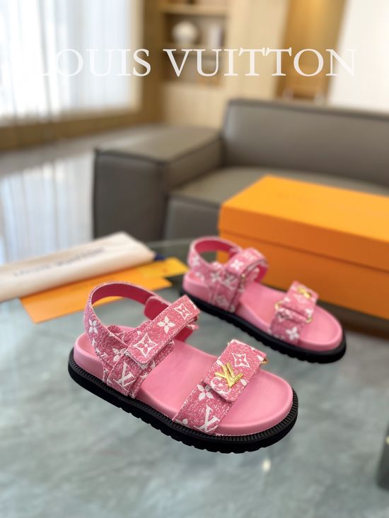 Louis Vuitton Casual Flat Sandals Adjustable Strap Non-slip Sole