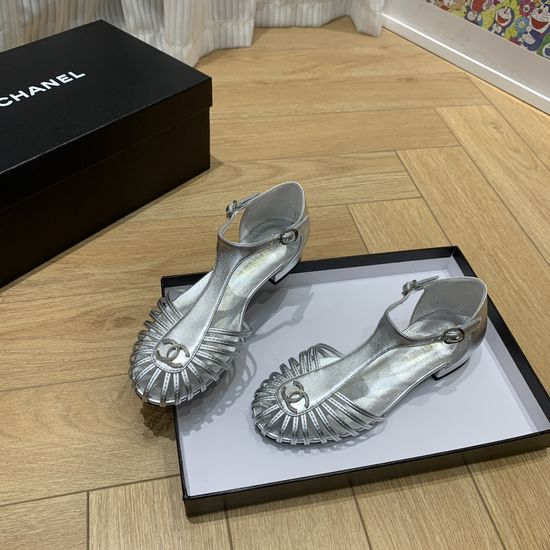 Chanel Vintage Woven Genuine Leather Casual Sandals