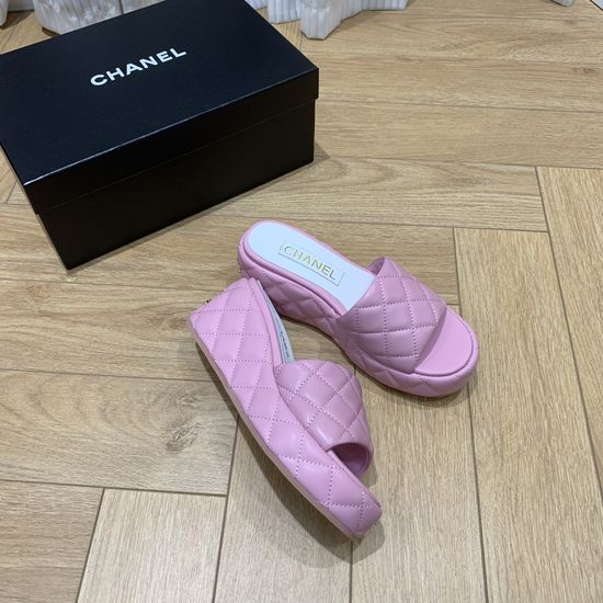 Chanel Peep-toe Platform Slides Comfortable Non-slip Casual Footwear