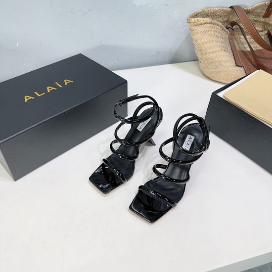 Alaia Strap Detail Square Toe High Heel Slide Sandals