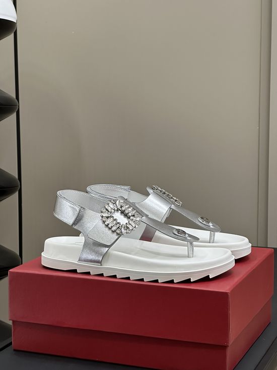 Roger Viver Lightweight Platform Sandals With Rhinestone Buckle