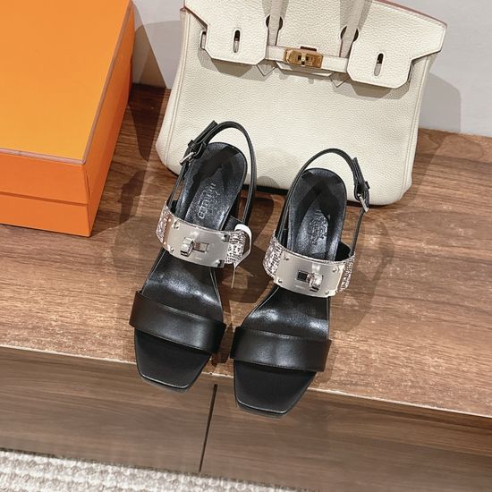 Hermes Chic Lizard-print Sandals with Customized Heel