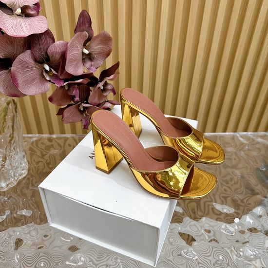 Amina Muaddi Patent Leather High Heel Shoes with Genuine Sole