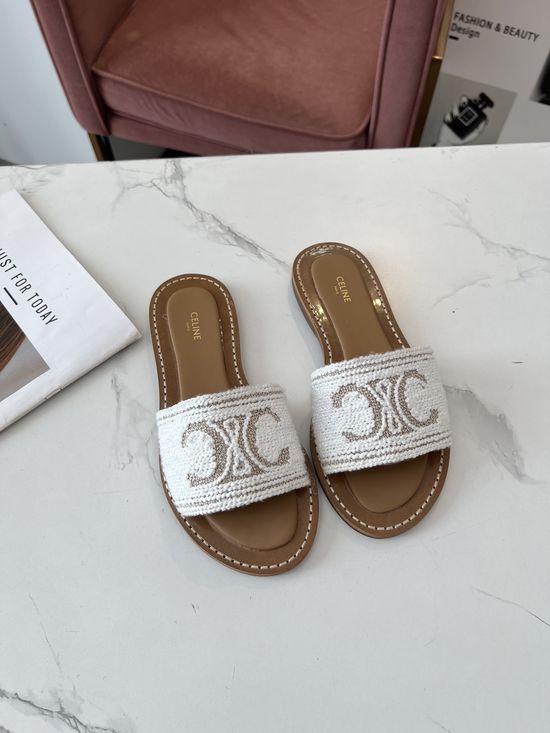 Celine Rope Embroidery Craft Upper Mule Slippers