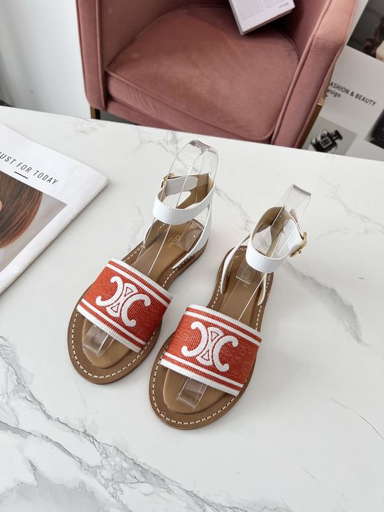 Celine Embroidered Upper Hardware Buckle Mule Slippers