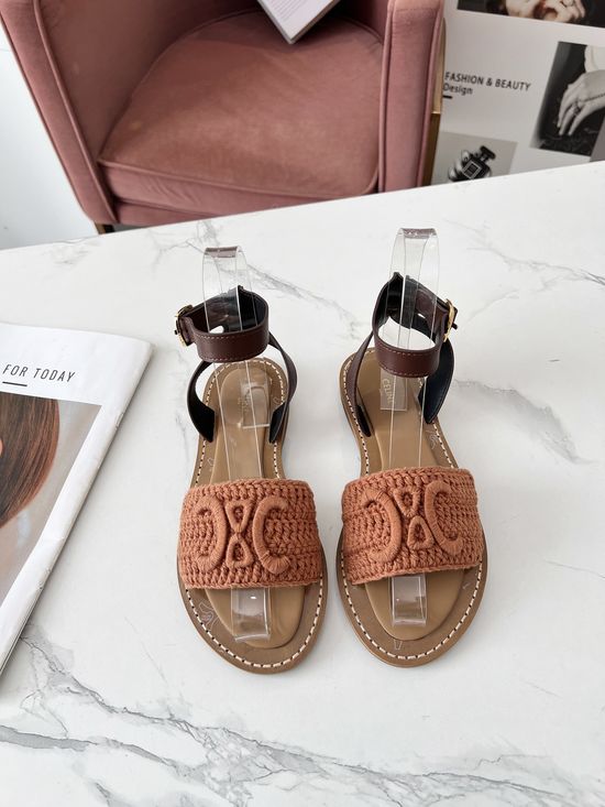 Celine Hand Stitched Buckle Decor Mule Slippers