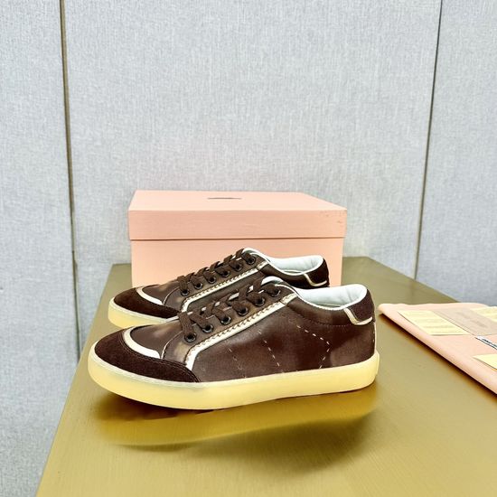Miu Miu Minimalist Leather Sneakers with Silk-Lined Interior