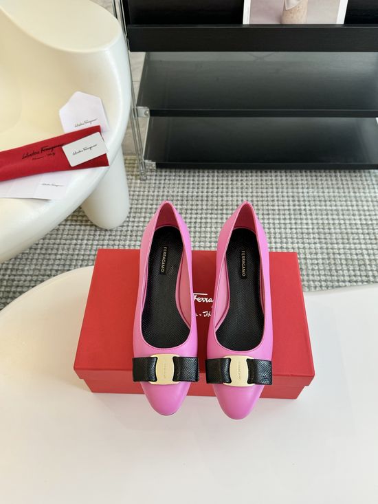 Louis Vuitton Bowknot Decor Chunky Heel Pumps Soft Leather Comfortable Versatile Shoes