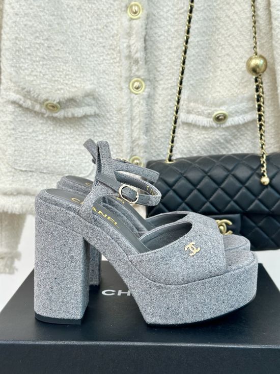 Chanel Logo Chunky Heel Waterproof Platform Fashion Sandals