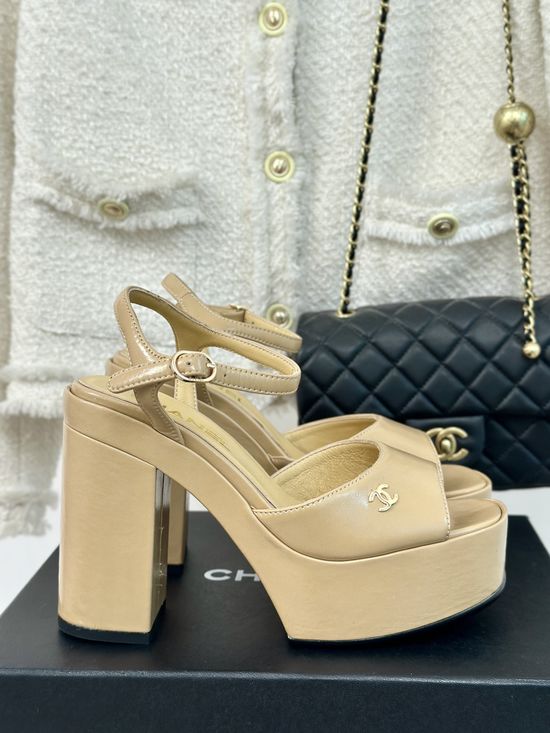 Chanel Logo Chunky Heel Waterproof Platform Fashion Sandals