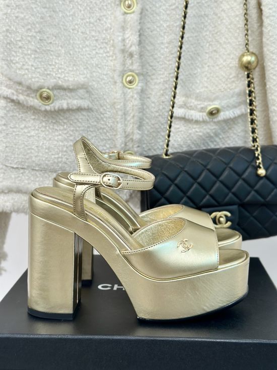 Chanel Logo Chunky Heel Waterproof Platform Fashion Sandals