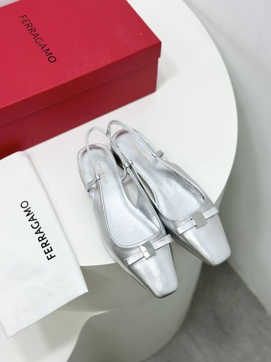 Ferragamo Bow Decor Square Toe Slingback Mary Janes