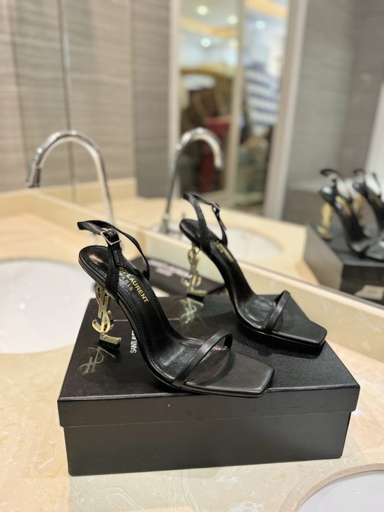 Yves Saint Laurent Unique Letter-Heel High Heeled Sandals
