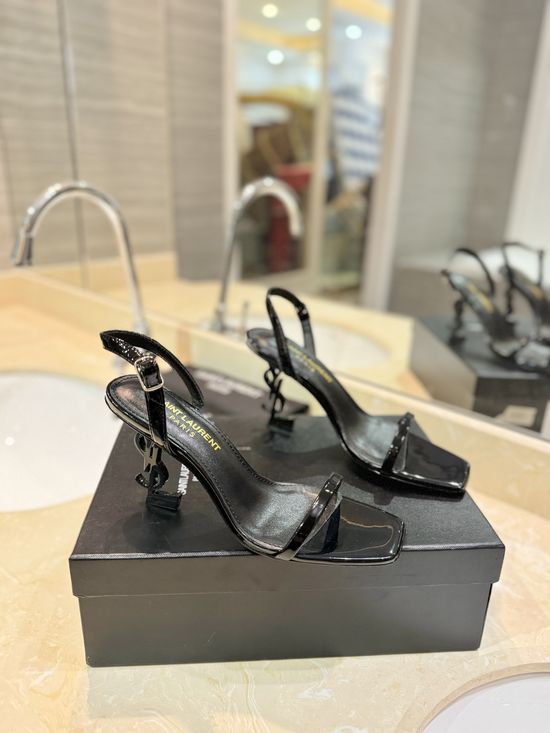 Yves Saint Laurent Unique Letter-Heel High Heeled Sandals