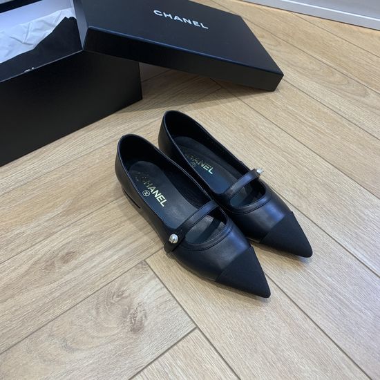Chanel Elegant Pointed Toe Mary Jane Flat Shoes