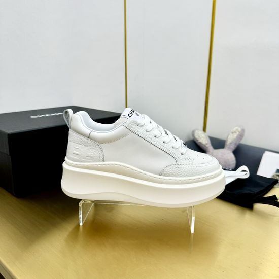 Chanel Classic Black White Leather Sneakers Casual Daily Skate Shoes