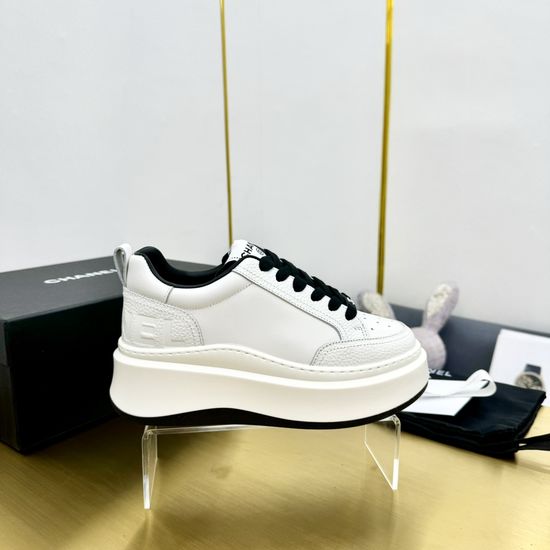 Chanel Classic Black White Leather Sneakers Casual Daily Skate Shoes