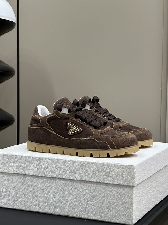 Prada Soft Suede Casual Shoes Sheepskin Lining Comfortable Fit