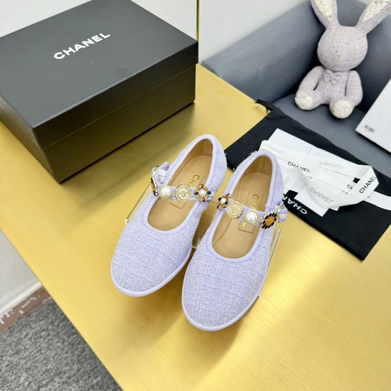 Chanel Vintage Emblem Decor Leather Ballet Flats
