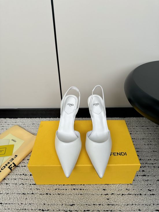 Fendi Cone Toe Ankle Strap Leather High Heel Sandals