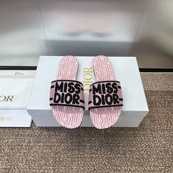 Christian Dior Embroidered Cylindrical Heel Sandals with Classic Logo