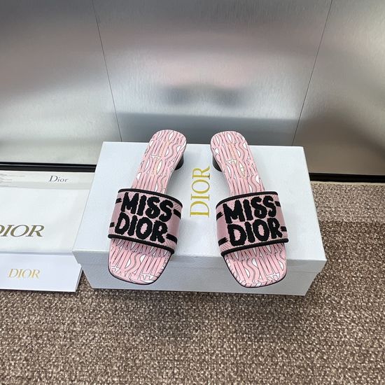 Christian Dior Embroidered Cylindrical Heel Sandals with Classic Logo