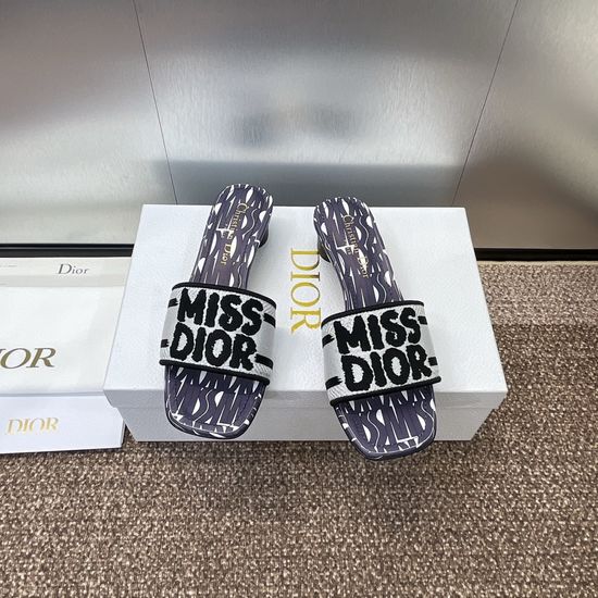 Christian Dior Embroidered Cylindrical Heel Sandals with Classic Logo