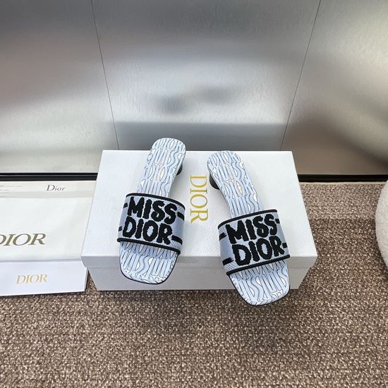 Christian Dior Embroidered Cylindrical Heel Sandals with Classic Logo
