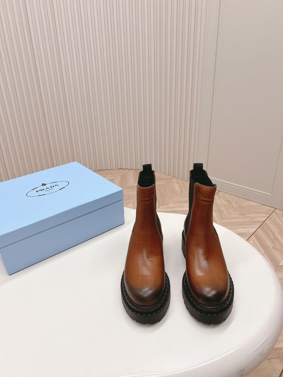 Prada Retro Platform Combat Boots Premium Leather Upper