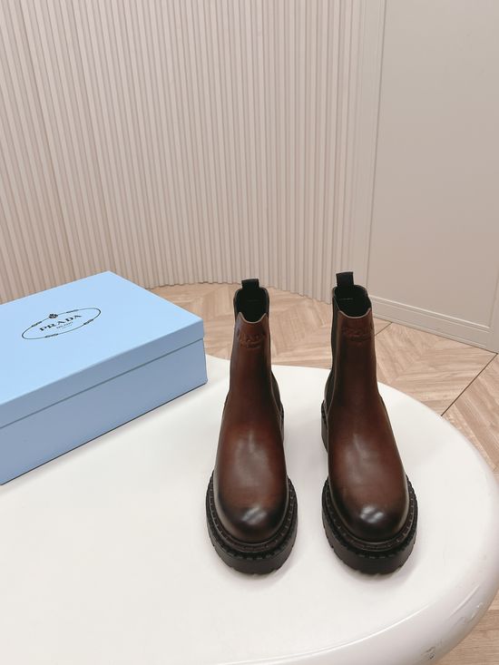 Prada Retro Platform Combat Boots Premium Leather Upper