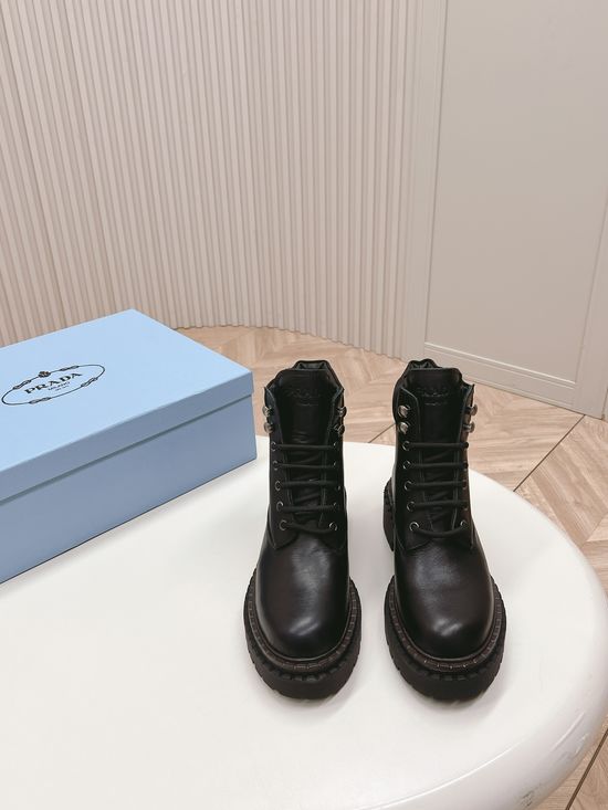 Prada Retro Platform Combat Boots Premium Leather Upper