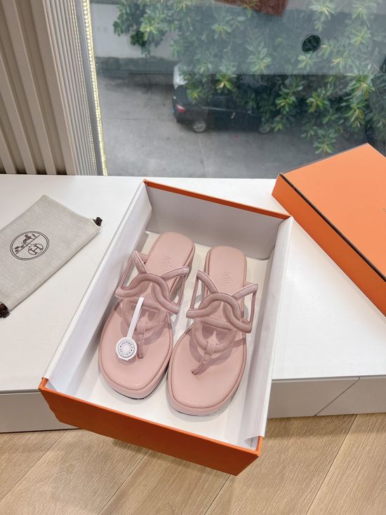 Hermes Comfortable Wedge Heel Casual Slide Sandals