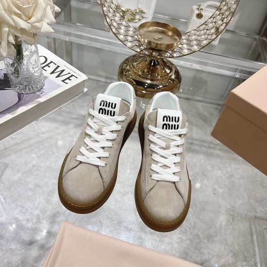Miu Miu Cowhide Suede Thick Sole Casual Low-top Sneakers