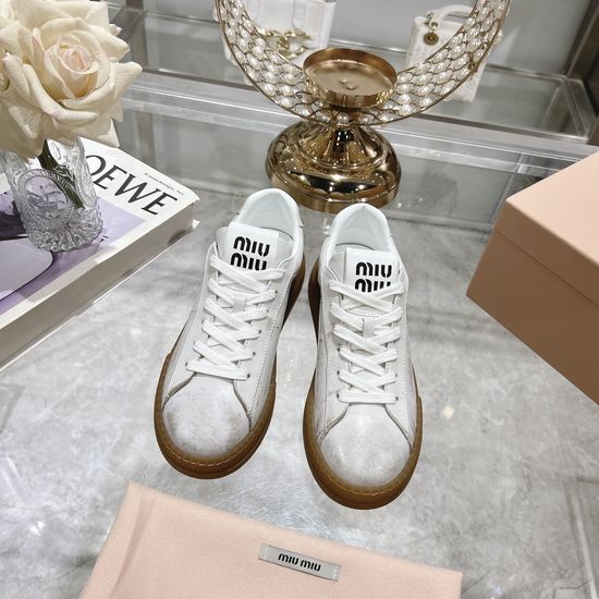 Miu Miu Cowhide Suede Thick Sole Casual Low-top Sneakers